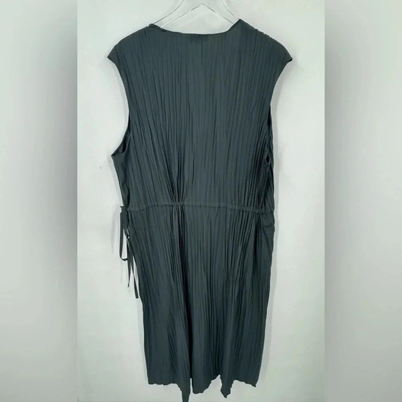 $395 VINCE V-neck Pleated Tie Sleeveless Slate Blue Dress sz 3XL B2406 - Picture 6 of 6